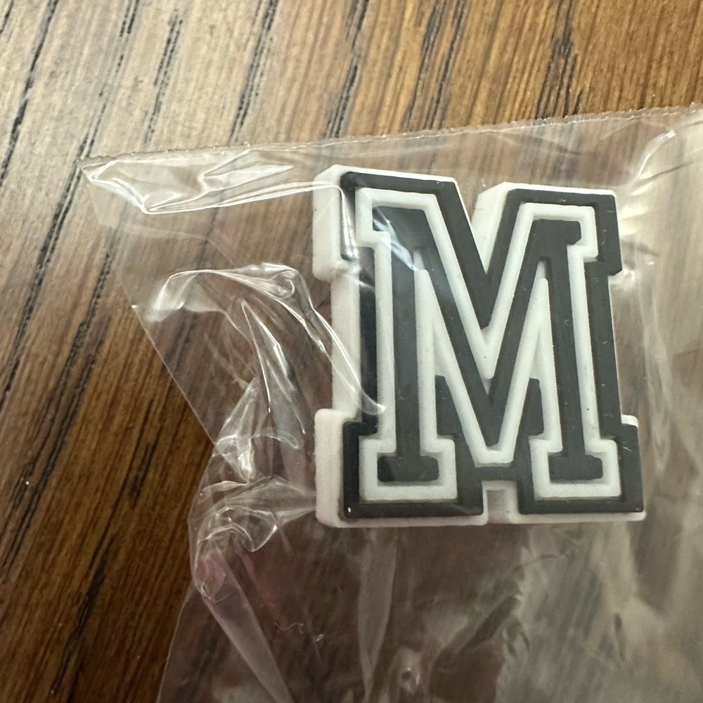 Black and White Letter M croc charm